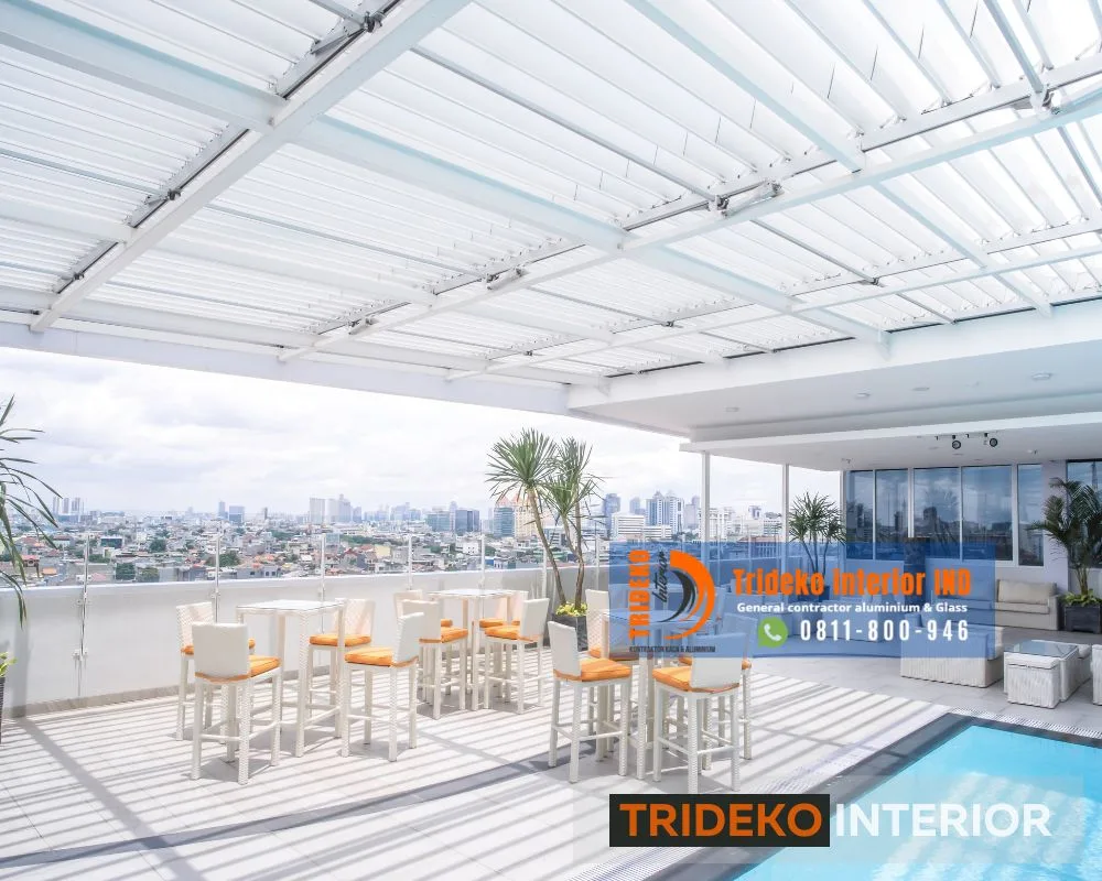 Atap Kolam renang hotel sistem buka tutup