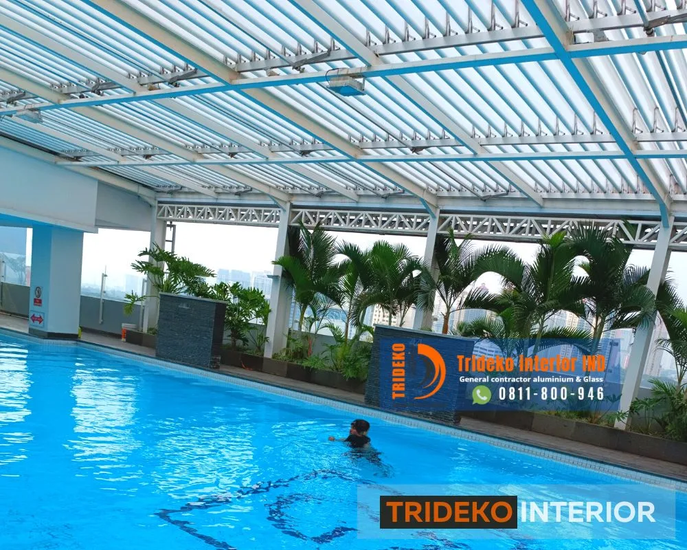 Atap Kolam renang hotel sistem buka tutup