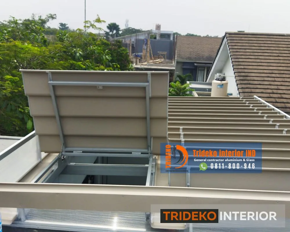 atap aluminium buka tutup