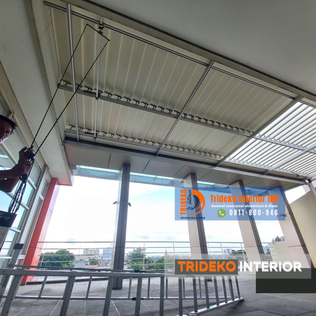 kanopi aluminium atap buka tutup