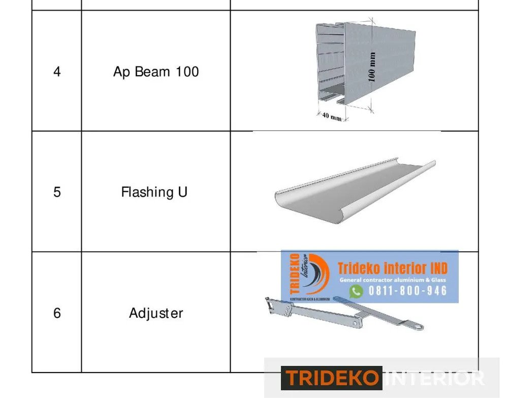 Spesifikasi Atap Lovera Adjustable Sun Shading