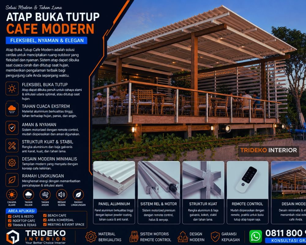 Atap buka tutup otomatis untuk cafe dan restoran modern