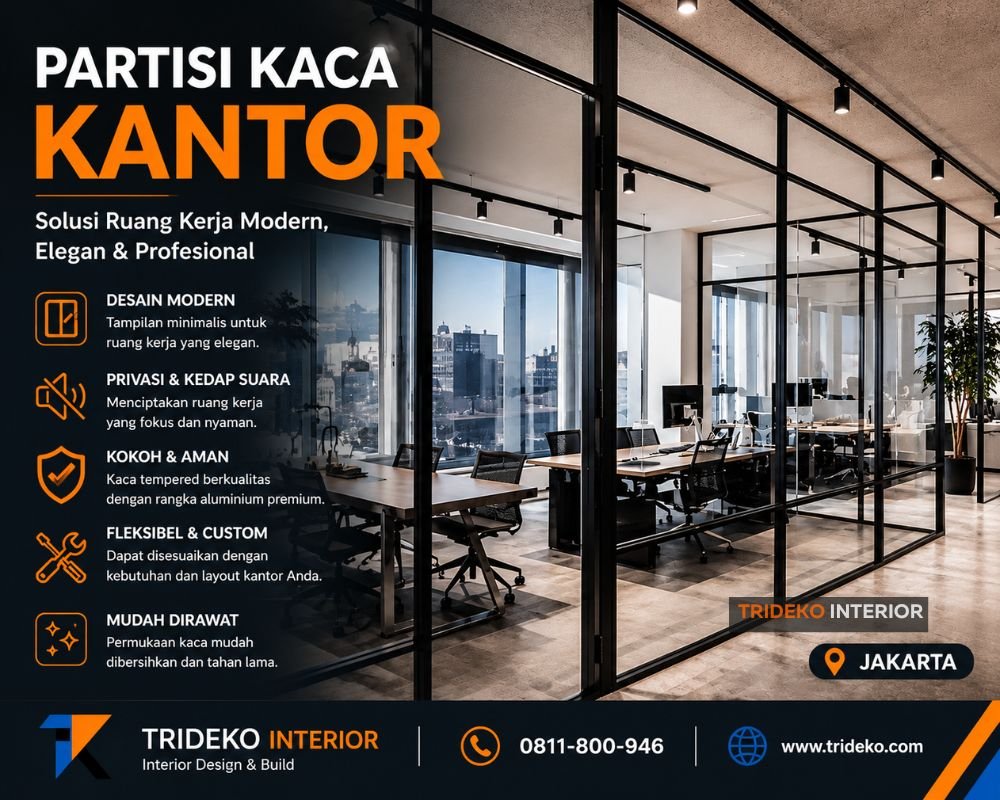 Partisi Aluminium Kantor Open Plan