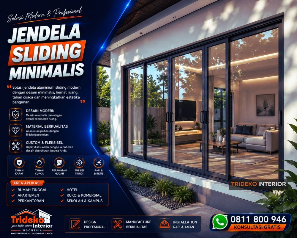 Jendela Aluminium Sliding Rumah Modern