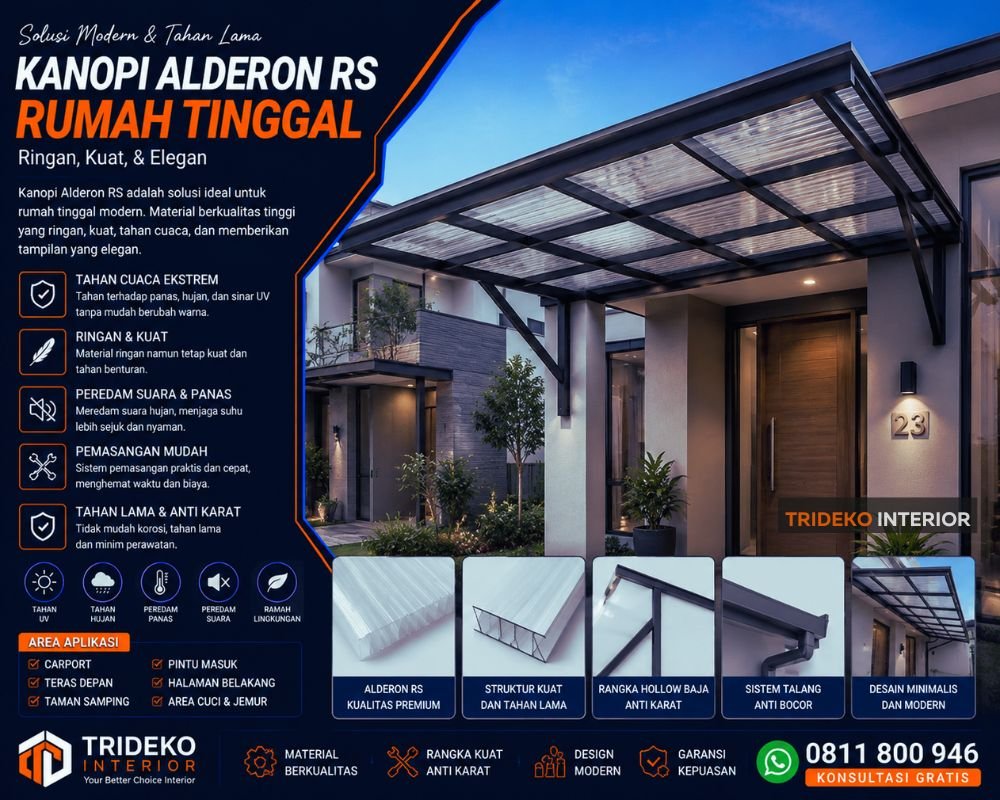Kanopi alderon RS untuk rumah tinggal modern dan area carport