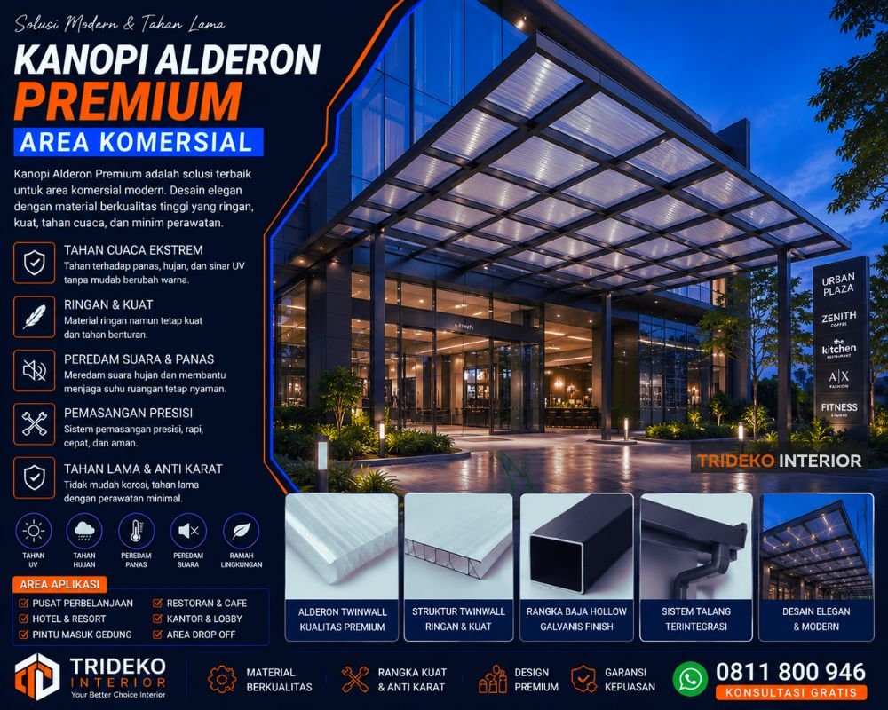 Kanopi Alderon untuk Area Parkir Ruko