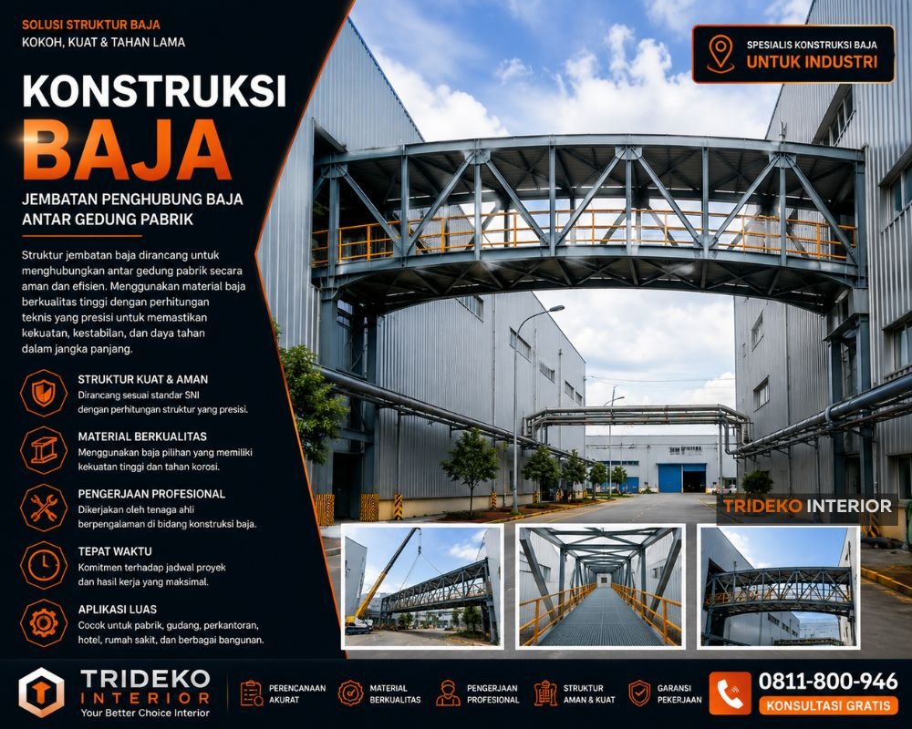 Jembatan Penghubung Baja Antar Gedung Pabrik